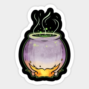 Copper Pot With Witch Magic Potion Halloween Sticker